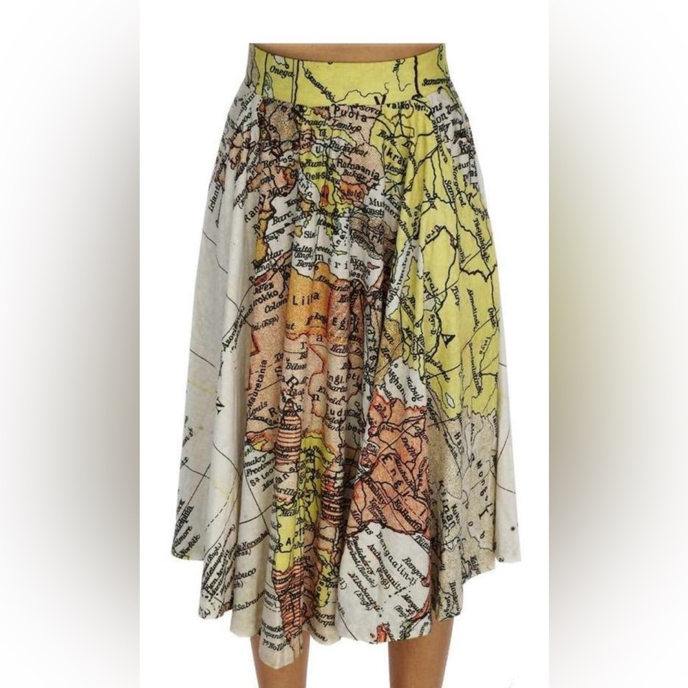 🌏 Svaha Map of the World Twirl Skirt with Pockets NWT 🌍